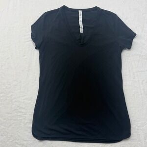 Lululemon Love Tee V-Neck Black Pima Cotton Short Sleeve Shirt Womens Size 10